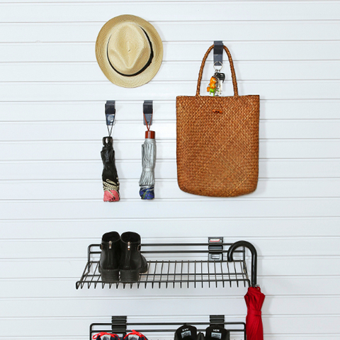 متجر بيع بالتجزئة خطاطيف PP من البلاستيك توقف ملحقات slatwall البلاستيكية 